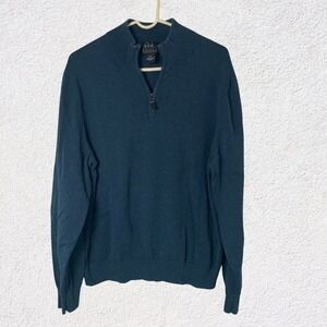 Jos A Bank‎ Traveler Quarter Zip Sweater XXL Blue Pima Cotton Pullover Classic